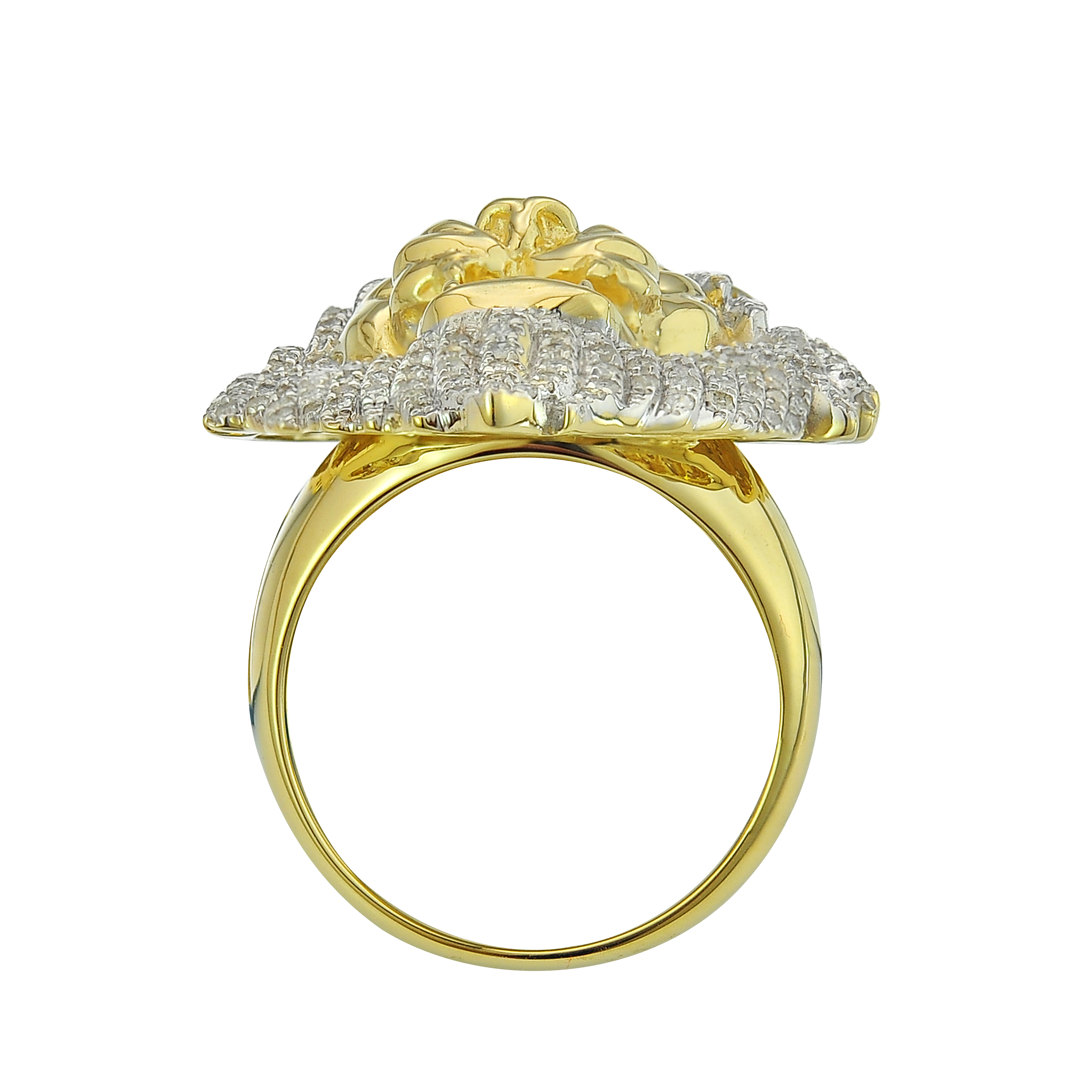 Diamond Lion Head Ring 1.11 ct. 10K Yellow Gold